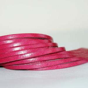 Mini Sliced Pink/magenta Leather Double Wrap Cuff..