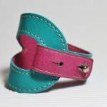 Bi-color Leather Bracelet In Turquoise And Deep..