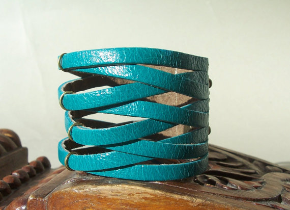Braideturquoise Leather Cuff Bracelet